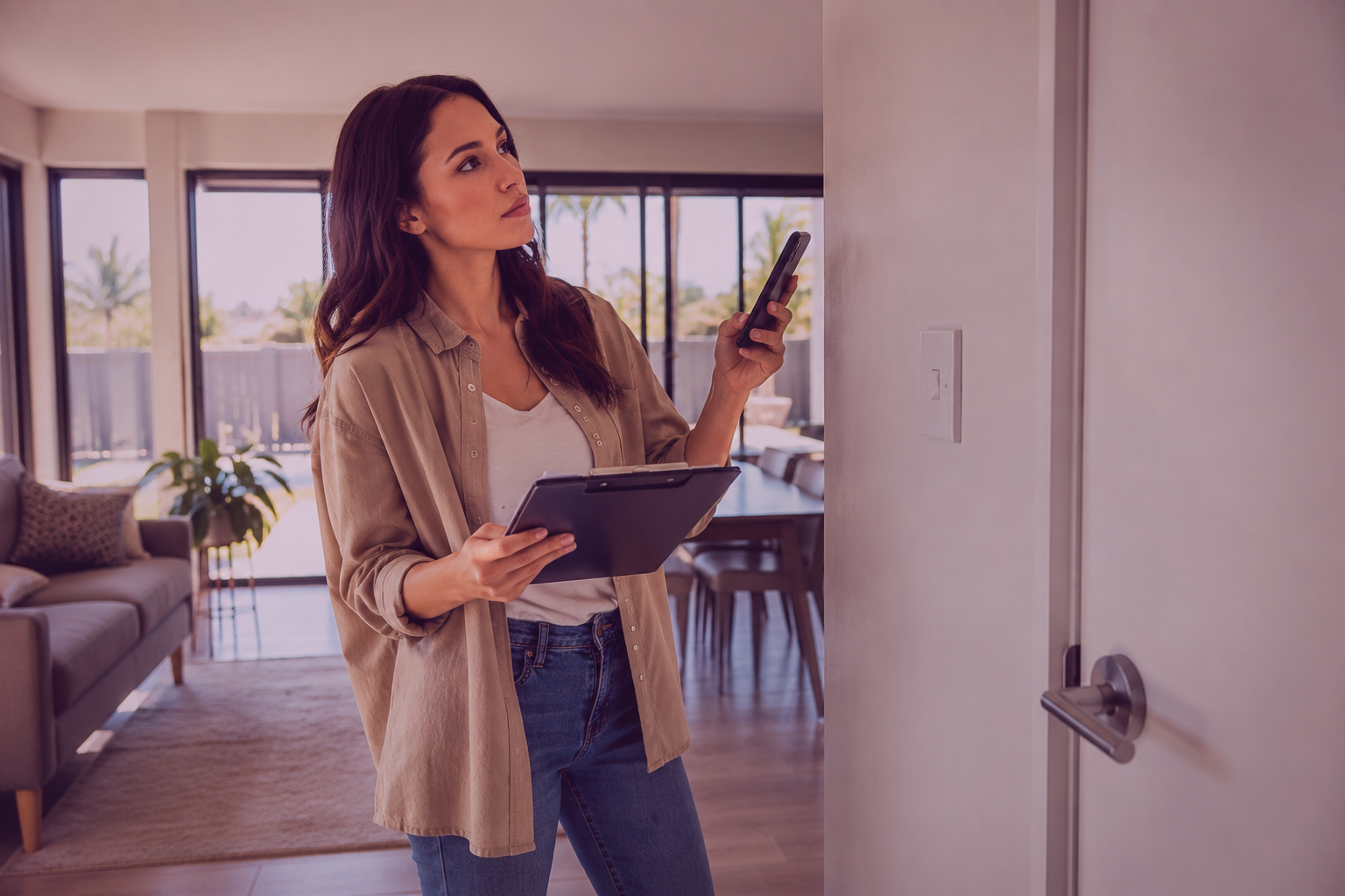 Tenant completing an entry condition report for a Townsville rental property