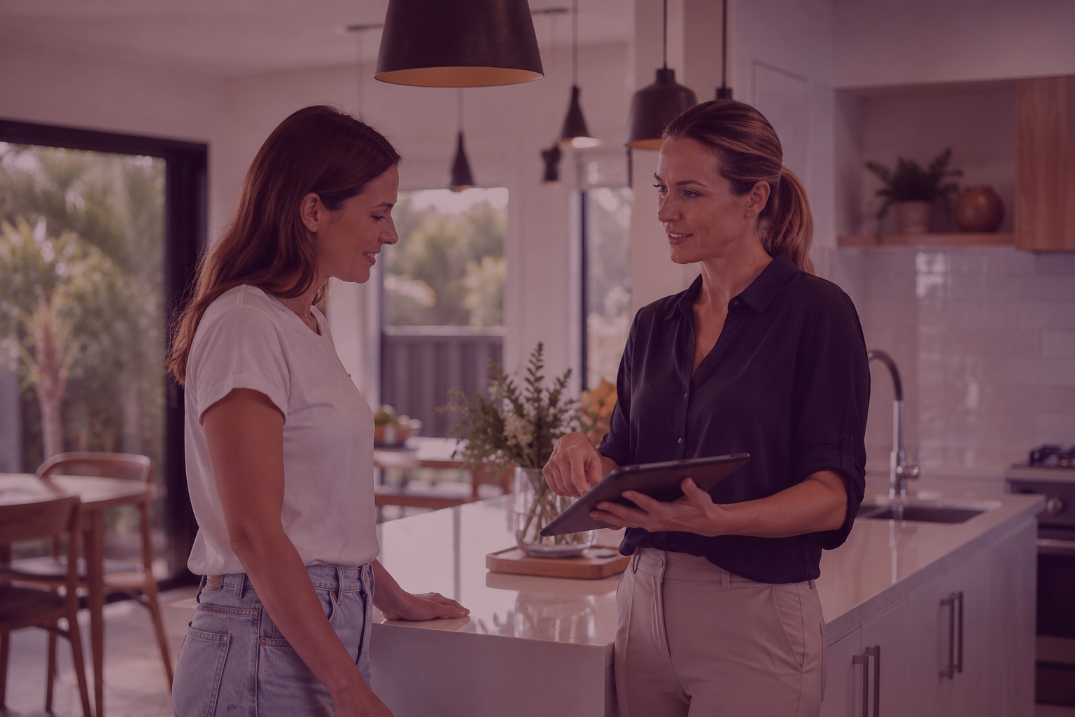 Property manager discussing maintenance and inspection items with tenant in Townsville